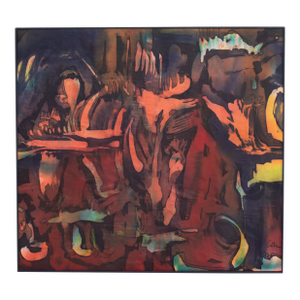 Late 20th Century Signed Abstract Wax Painting Batik by Harry Hilson
