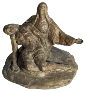 Small Antique Italian Bronze La Pietà Sculpture by Stefano Landi
