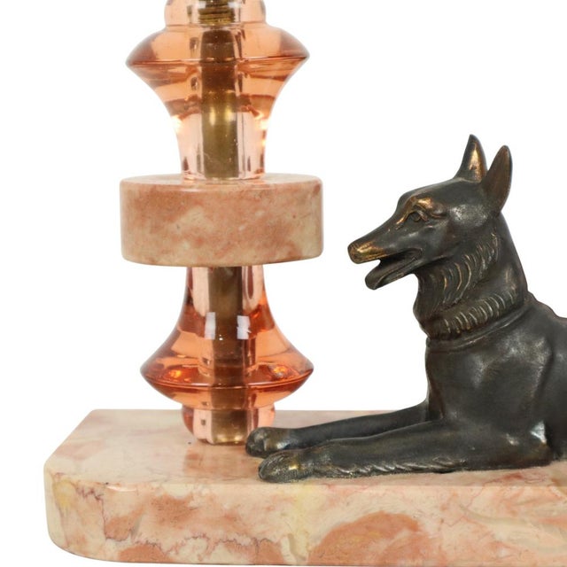 French Art Deco Table Lamp in Pink Marble Glass, 1930s For Sale - Image 16 of 17