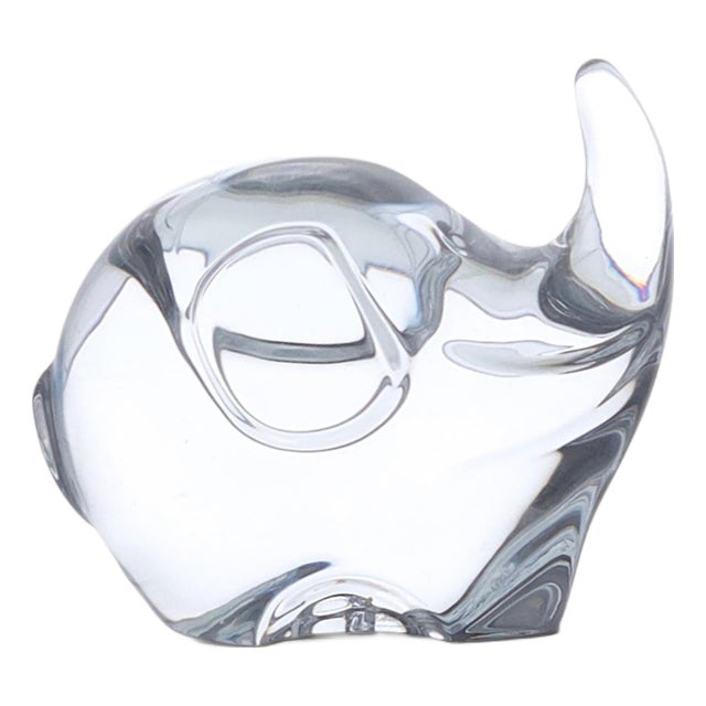 VTG Baccarat Lead Crystal Elephant " Mimi " Trunk Up 3" For Sale