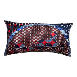 Hermes Ex Libris en Cravates Vintage Silk Scarf Lumbar Pillow For Sale
