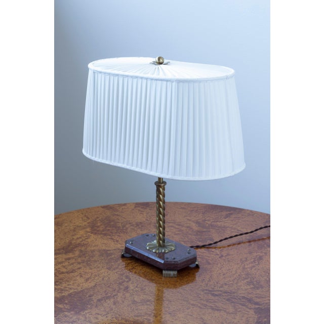 Swedish Marble and Brass Table Lamp, 1940s For Sale - Image 14 of 14
