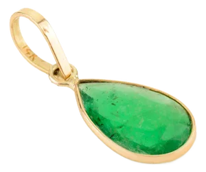 14k Gold Emerald Pear Shape Charm Pendant for Her Birthday