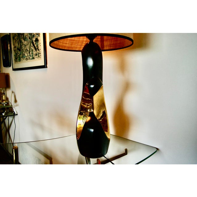 Zoomorphic Lamp in Black and Gilt Ceramic from Ceramique d'Art de Bordeaux, 1960s For Sale - Image 3 of 9