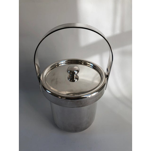 Gorgeous Mid-Century Modern Italian silver-plate ice bucket with removable lid and plastic interior for easy cleaning by...