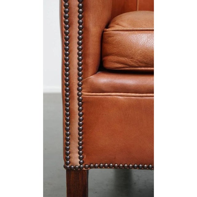 English Style Light Cognac Cowhide Club Chair For Sale - Image 11 of 15