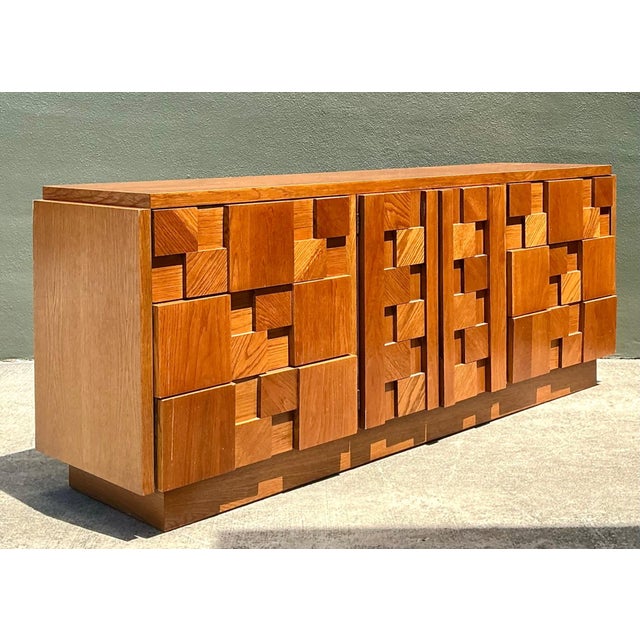 Lane Furniture Vintage Lane Brutalist “Staccato” Mosaic Dresser For Sale - Image 4 of 15