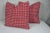 A pair of throw pillows made from 19th century French antiques materials. The red check top is made of linen homespun...