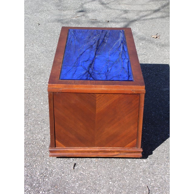 Vintage Art Deco Cobalt Mirror Blue Glass Coffee Table Speakeasy