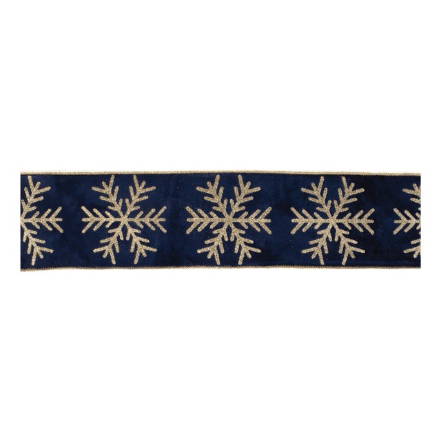 Glittered Snowflake Wired Ribbon 4" x 5 Yds. For Sale