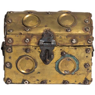 Arts & Crafts Studded Brass Box For Sale