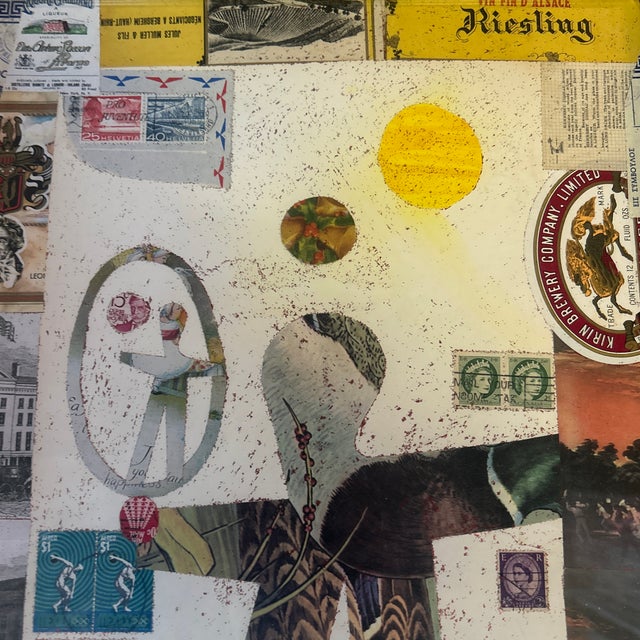 Contemporary original hands across America collage by Wayne Cunningham. Signed and framed. Measures 12.5x16 or 16x19.5...