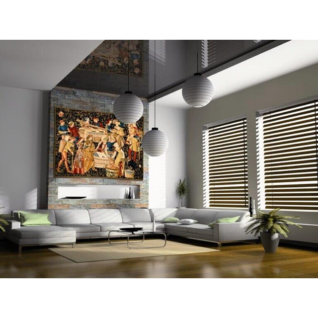 This striking medieval tapestry was woven in the 15th Century on a high-warp (vertical) loom. It originated from Les...