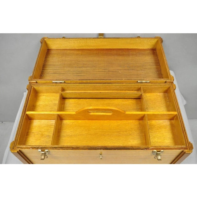 Vintage Arts & Crafts Custom Handmade Large Wooden Tool Chest Tool Box For Sale In Philadelphia - Image 6 of 14