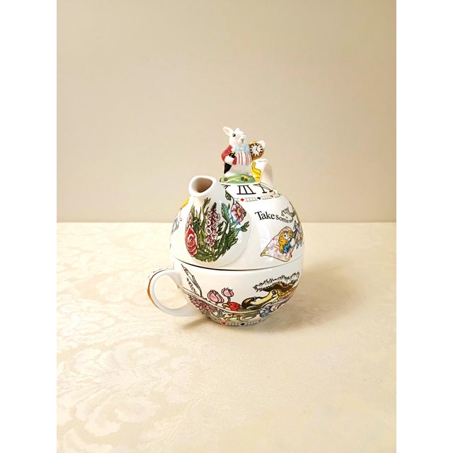 Illustration Paul Cardew Alice in Wonderland Tea for One Whimsical Stacking Teapot Cup Set White Rabbit & Dormouse Salt & Pepper Shakers - Set of 3 For Sale - Image 3 of 18