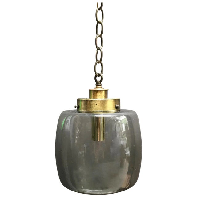 Smoked Glass and Brass Lantern Pendant Light For Sale In New York - Image 6 of 6