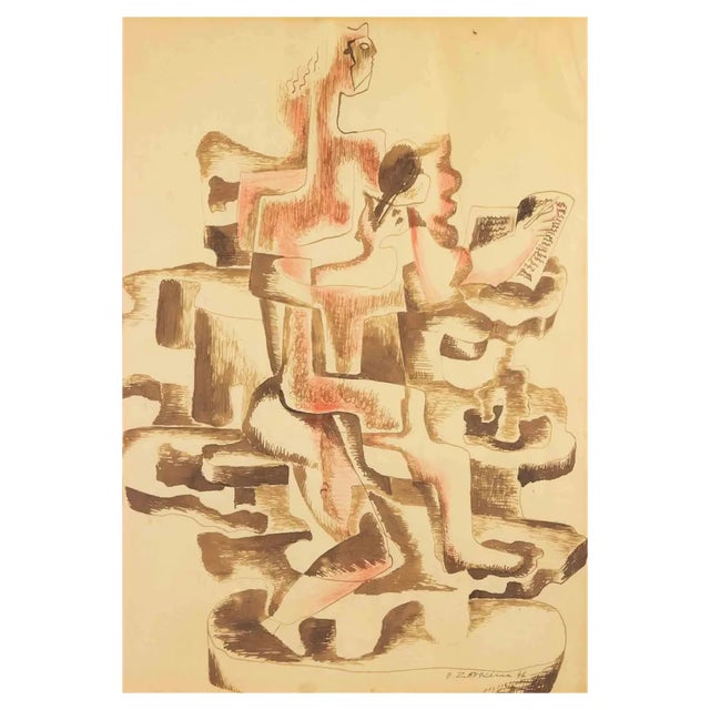 Ossip Zadkine, Untitled, Mixed Media Drawing, 1946 For Sale