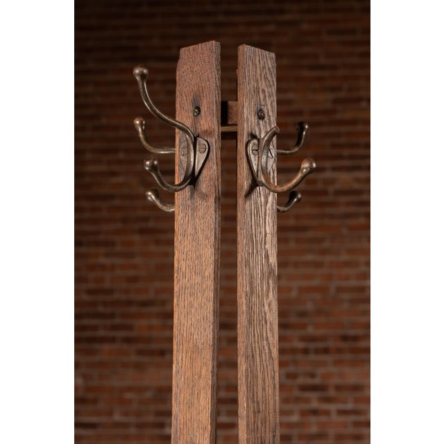 Wood Early 20th Century Arts & Crafts Style Oak Hall Tree For Sale - Image 7 of 8
