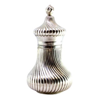 Salt Shaker in Spiraled Silver with Knob Lid For Sale