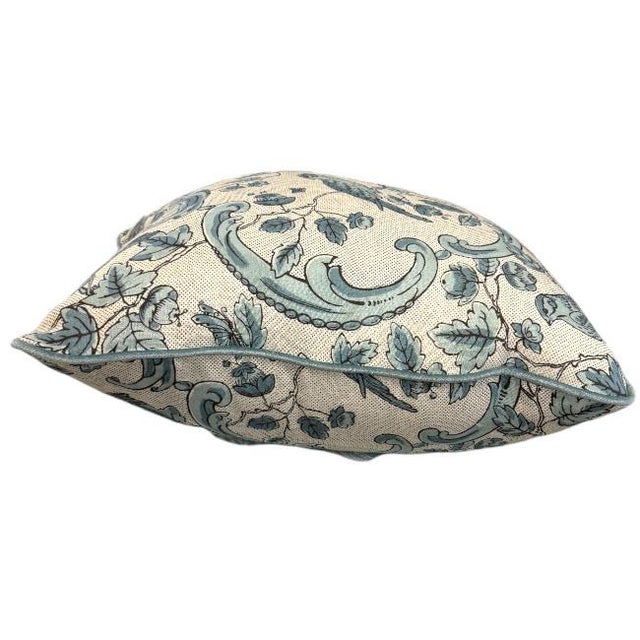 2020s Pair 20'' Soft Blue Aviary Pillows For Sale - Image 5 of 5