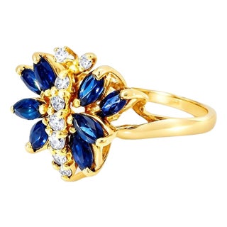 Mid 20th Century 14k Yellow Gold Diamond Sapphire Butterfly Ring, Size 6.5 For Sale