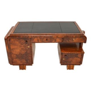 Swedish Art Deco Burr Walnut Desk, 1930s For Sale