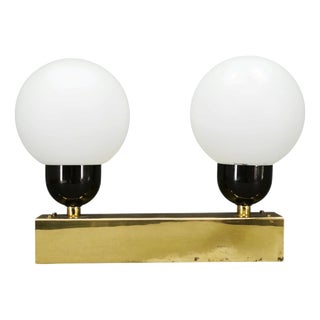Vintage Brass Double Globe Wall Light by Kamenický Šenov, Czechoslovakia, 1970s For Sale
