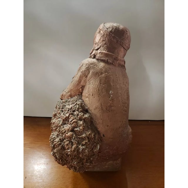 Mid-Century Modern Mid 20th Century Native American Girl Gilded Chalkware & Concrete Sculpture For Sale - Image 3 of 8