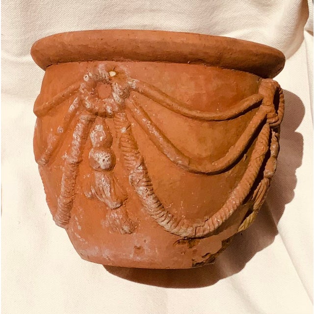 English Antique English Terracotta Festoon Terrace Pot - C. 1900 For Sale - Image 3 of 15