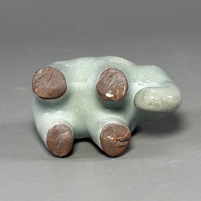 Antique Chinese Celadon Ceramic Elephant Figurine For Sale - Image 6 of 6