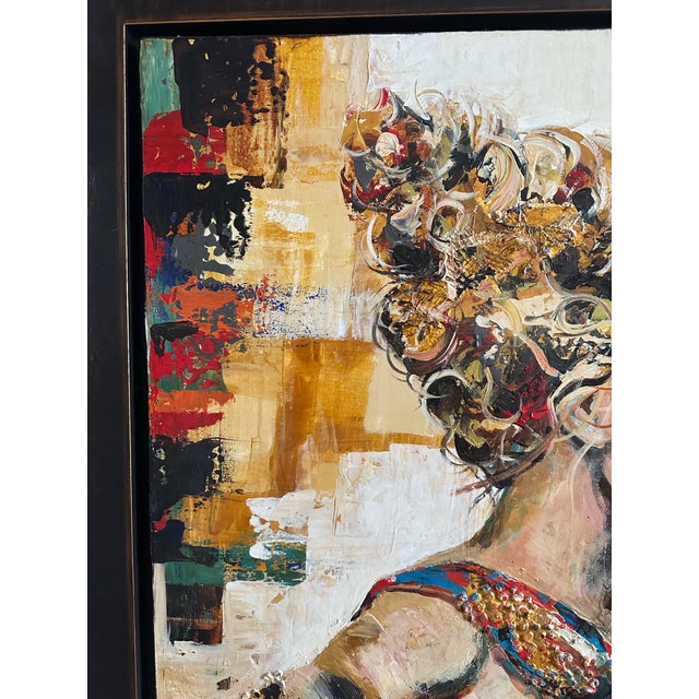 Celine Céline Brossard Original Mixed-Media Painting – “Coiffe Galante” – 60” × 36” For Sale - Image 4 of 12