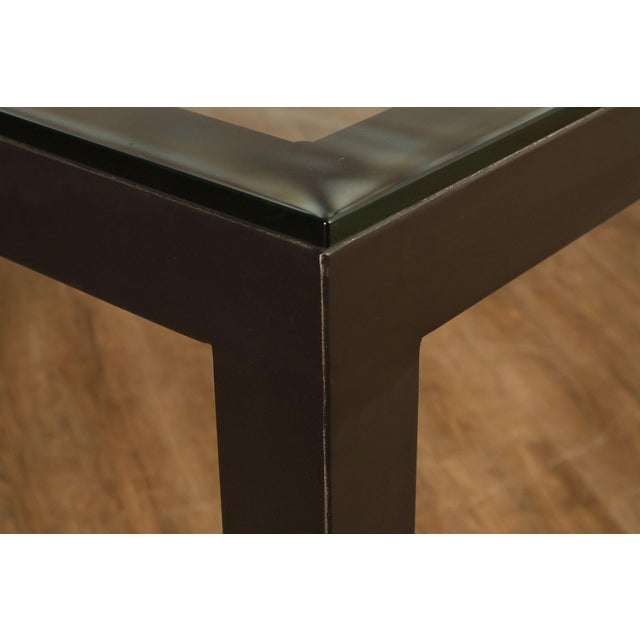Mitchell Gold + Bob Williams Modern Parsons Style Glass Top Dining Table For Sale - Image 12 of 18