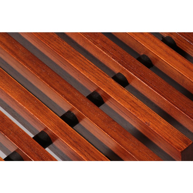 1960s Teakwood and Metal Bench, Italy, 1970s For Sale - Image 5 of 11