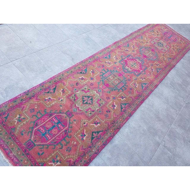 Art Deco 1960s Turkish Runner Rug, Vintage Runner Rug For Sale - Image 3 of 10