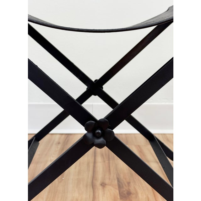 Vintage Oscar Bach Attributed Wrought Iron Vanity Stool For Sale - Image 9 of 9
