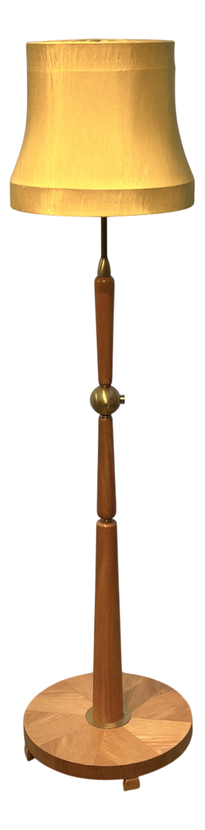 Mid-Century Swedish Modern Brass and Birch Floor Lamp by Ivar Fransson for Iwo, 1940s