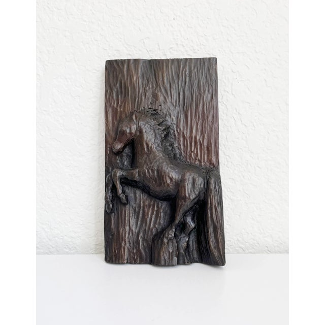 Vintage Cast Bronze Horse Wall Plaque, Signed For Sale - Image 4 of 8