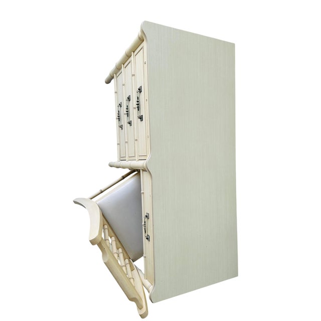 Henry Link Vintage Henry Link Bali Hai Faux Bamboo Desk & Spindle-Back Chair Set For Sale - Image 4 of 15