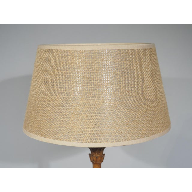 Brown 19th Century French Louis XIV Style Carved Wooden Candlestick Lamp For Sale - Image 8 of 17