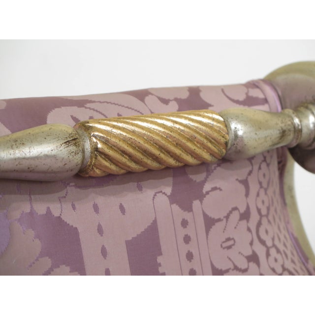 Purple 1990s Vintage Trouvailles Silver Leaf French Style Window Bench For Sale - Image 8 of 13
