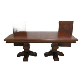 1950s Ethan Allen Tuscany French Louis XV Pedestal Dining Room Table Conference Banque For Sale