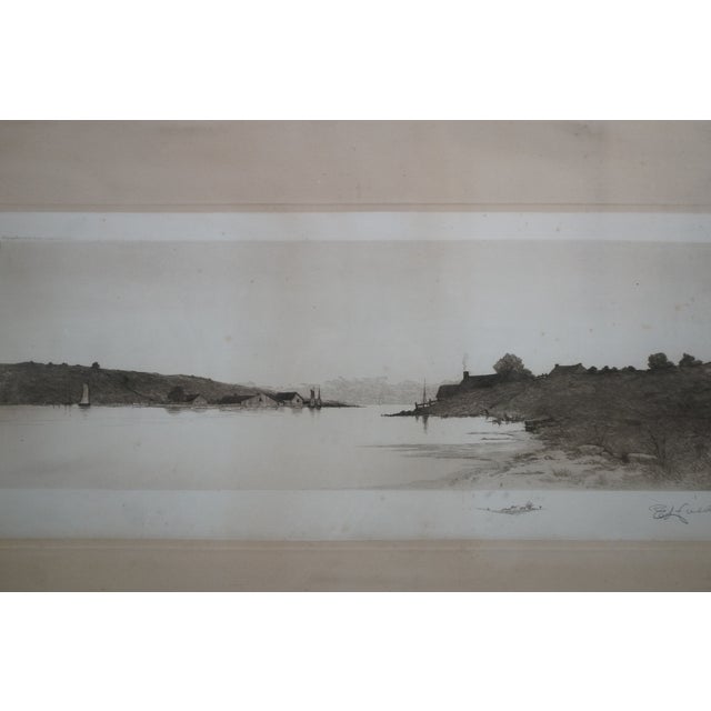 Antique Edward Loyal Field Signed Panoramic Sailboat Seascape Etching 35" For Sale - Image 4 of 12