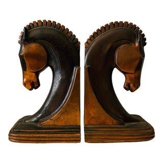 Antique 1920s Art Deco Horse Bookends - Set of 2 For Sale