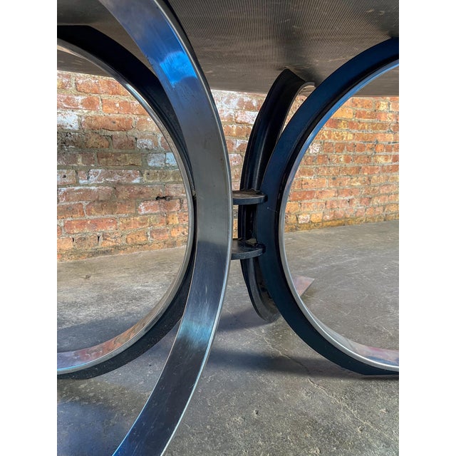 Mid 20th Century Attributed to Florence Knoll Oval Emperador Marble Top Dining Table on Borsani Chrome Steel Base For Sale - Image 9 of 12