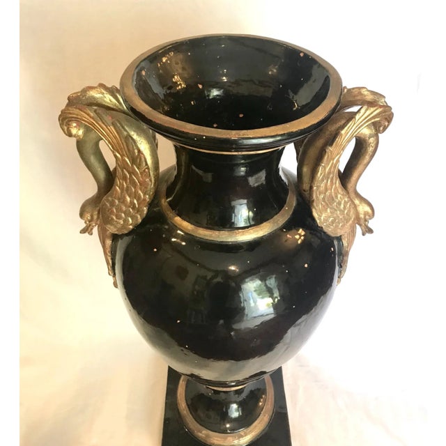 19th Century French Monumental Terracotta Cobalt Blue Glazed Vase For Sale - Image 4 of 13