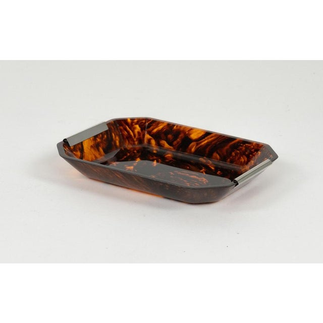 Plastic Mid-Century Modern Tortoiseshell Acrylic Vide-Poche from Christian Dior, 1970s For Sale - Image 7 of 14
