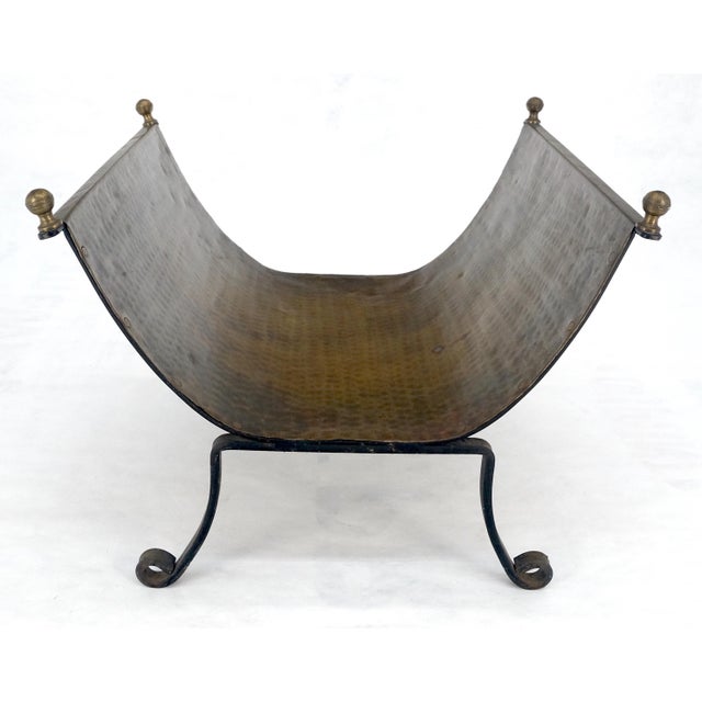 Metal Hammered Copper & Wrought Iron Base Ball Finials Arts & Crafts Magazine Rack For Sale - Image 7 of 13