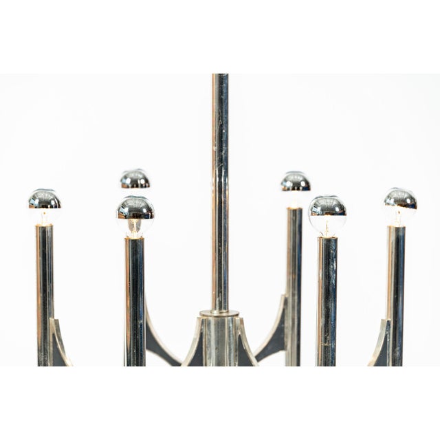 Metal Gaetano Sciolari Italian Chrome Mid Century Modern Chandelier, 1970s For Sale - Image 7 of 12