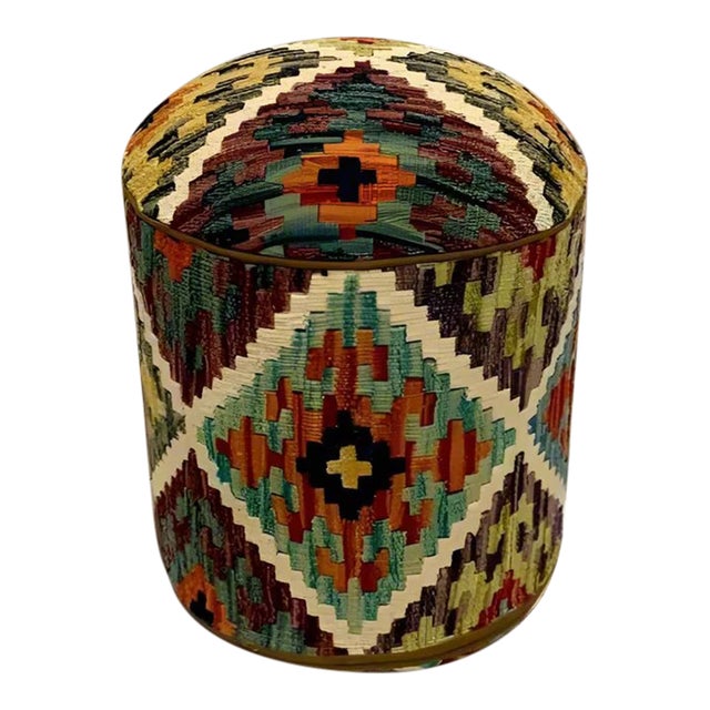 Kilim Rug Pouf Ottoman #87a For Sale
