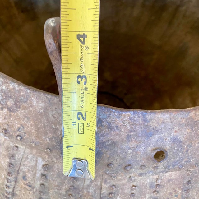20th Century Steel Riveted Indian Grain Scale Vessel or Pot For Sale - Image 13 of 17